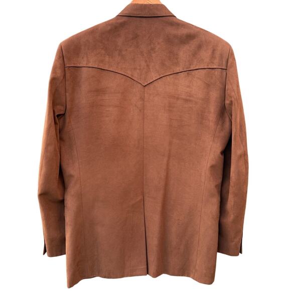 Circle S Dallas Texas Western Brown Faux suede Mens Jacket Sport Coat Blazer 44L - Picture 2 of 8